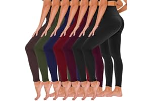 TNNZEET 7 Pack Leggings for Women - High Waisted Yoga Pants with Pockets Black Leggings Women Full Length & Capri