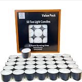 Requisite Needs Tea Light Candles 8 Hour Burn Time White Unscented Pack 50