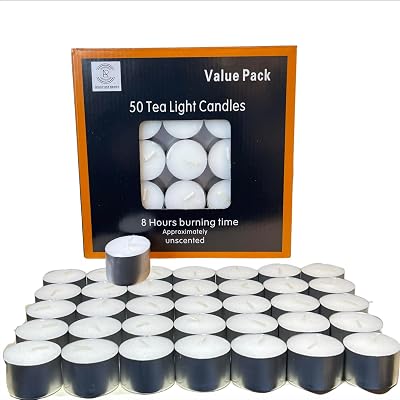 Requisite Needs Tea Light Candles 8 Hour Burn Time White Unscented Pack 50