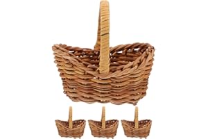 MAGICLULU 4Pcs Mini Woven Baskets With Handles Miniature Dollhouse Baskets for Craft Wedding Birthday Party Favors Home Decor 2.95 x 2.16 x 2.95Inch