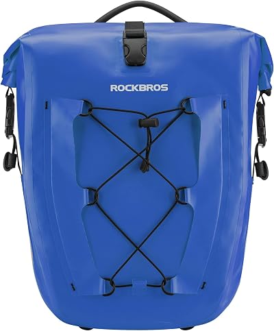 ROCKBROS 25L-32L Waterproof Bike Pannier Bag Rear Rack Bag Blue