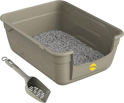 Cat Centre Grey Large Litter Tray with Scoop - Deep High Sides 50x38.5cm