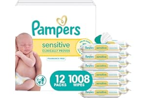 Pampers Baby Wipes Sensitive Perfume Free 12X Pop-Top Packs, 1 Pack (Count of 1008)
