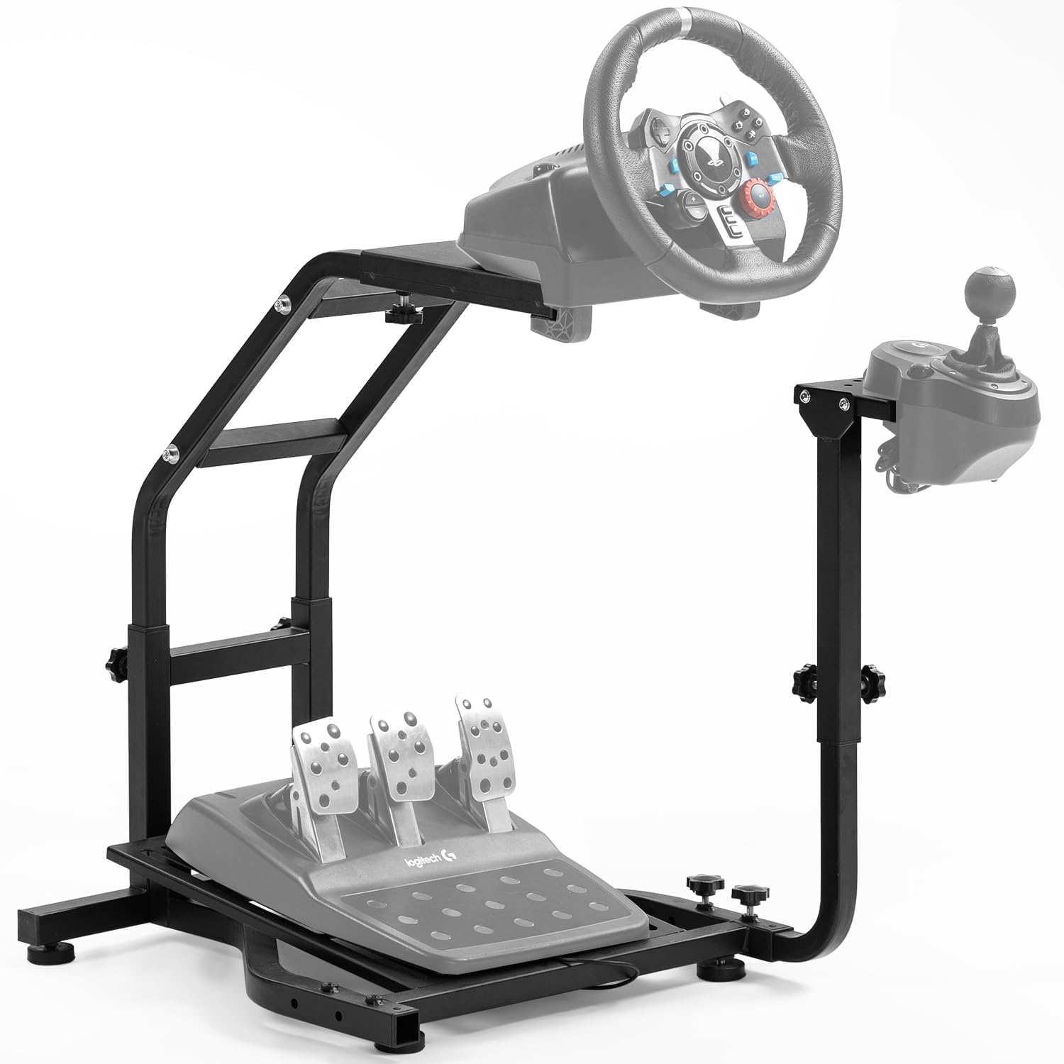 Marada Steering Wheel Stand Standing Fit for Logitech Thrustmaster G25 G27 G29 G920 G923 T300RS TX F458 T128 T248 Adjustable Sim Racing Stand Racing Simulator, Wheel Pedal Shifter Not Included