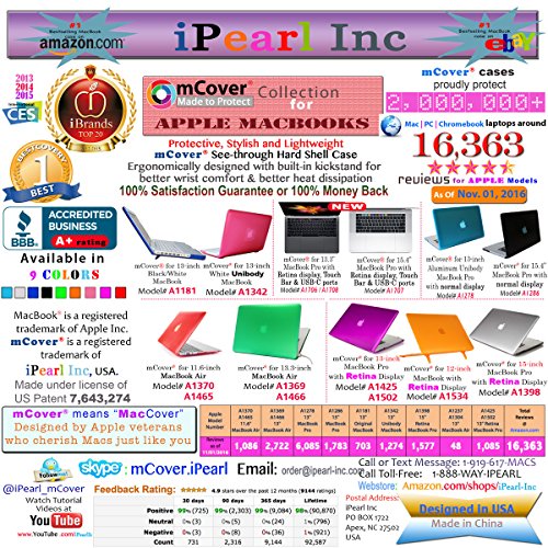 iPearl mCover Hard Shell Case for new 2016 13-inch Model A1706 / A1708 MacBook Pro (Clear)