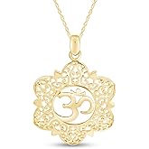Jewel Zone US Flower Om, Ohm, Aum Yoga Pendant Necklace 14k Gold Over Sterling Silver