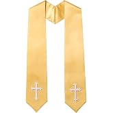 D DODOU Clergy Stole &amp; Choir Stole with Embroidered 60/72" | Thick Polyester Fabric Shiny Satin, Pair with Priest Costume &amp; Collar, Church Sash for Wedding Officiant Pastor