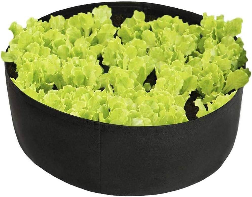 Shengruhua Plant Grow Bags | Fabric Raised, Planting, Bed-Non-Woven, Garden, Grow, Bags, Herb, Flower, Plants, Bed, Round, Planter-Black