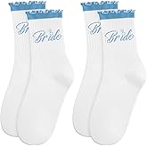 scenicamp 2 Pairs Bride Socks for Women, Bride To Be Something Blue Gift Cute Soft Cotton Bridal Ruffle Socks Bachelorette Party Accessories Wedding Day Bridal Footwear Gift
