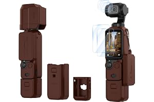 BRDRC Pocket 3 Silicone Cover, For Xtra Muse Protective Case Lens Protector Scratch-Resistant Sleeve Skin Compatible with DJI OSMO Pocket 3 Creator Combo/Xtra Muse Accessories (Brown)