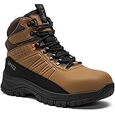 SPIEZ Composite Toe Work Boots for Men – Lightweight Industrial Safety Boots, Slip-Resistant, Water-Repellent & Anti-Static Brown, US 6.5–12