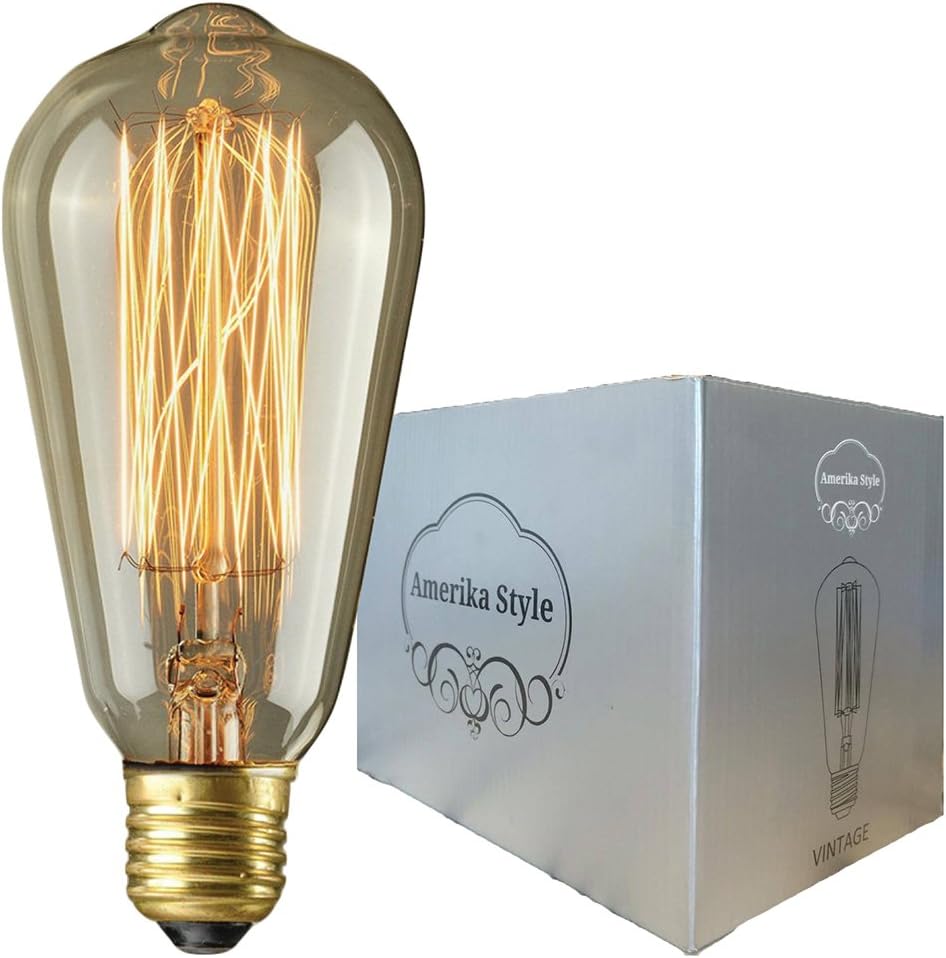 Amerika Style, Dimmable Edison Light Bulb 60W ST64, Filament Vintage Bulb