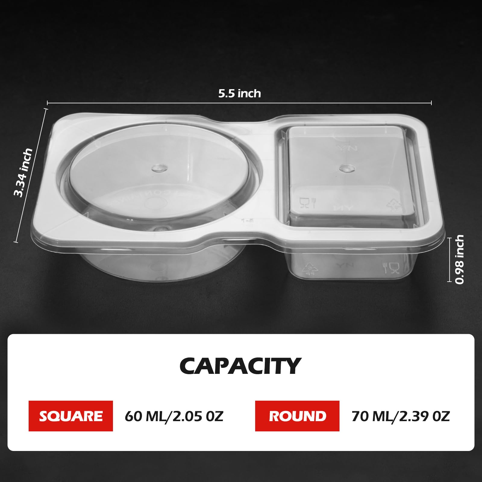 UVHJW 20 Sets Reusable Snack Container, Condiment Containers with Lid, 2 compartments Dipping Container for Refrige, Portion Control Containers, Takeaway Sauce Dip Case for Outdoor