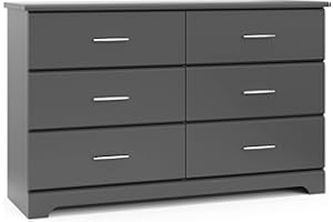 Storkcraft Brookside 6 Drawer Double Dresser (Gray) – GREENGUARD Gold Certified, Dresser For Nursery, 6 Drawer Dresser, Kids Dresser, Nursery Dresser Drawer Organizer, Chest of Drawers