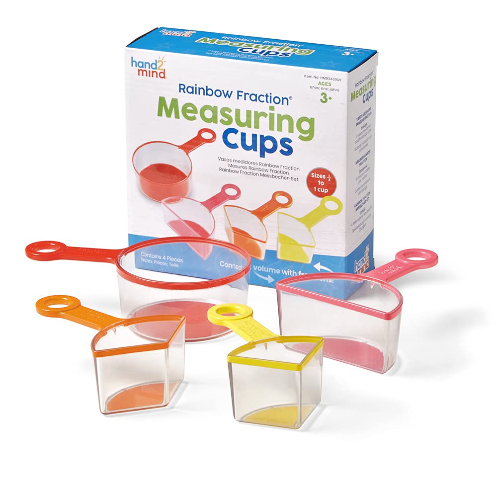 hand2mind HM93439-UK Rainbow Fraction Measuring Cups (Set of 4), Multi