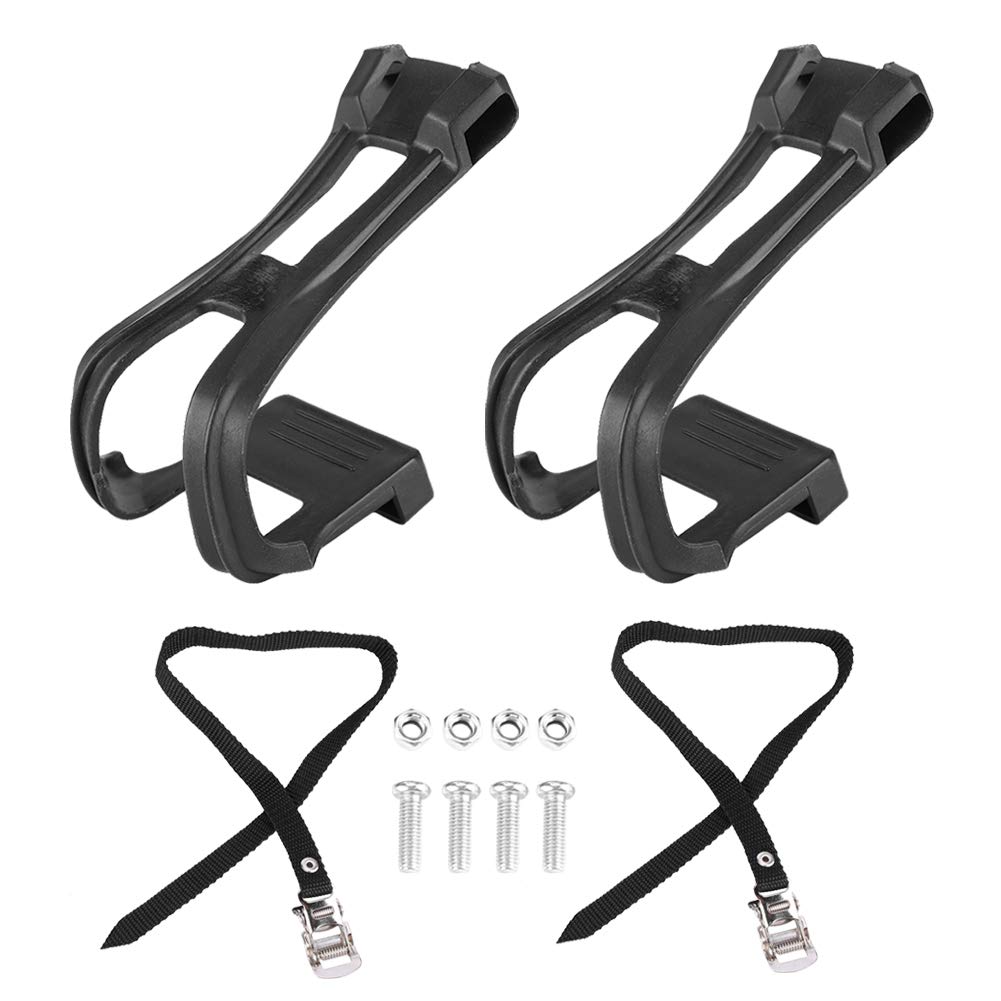 VBESTLIFE Bicycle Toe Clips, 1 Set Non Slip Bicycle Pedal Foot Fenders Toe Pedal Clips & Straps for Fixie Road Bike