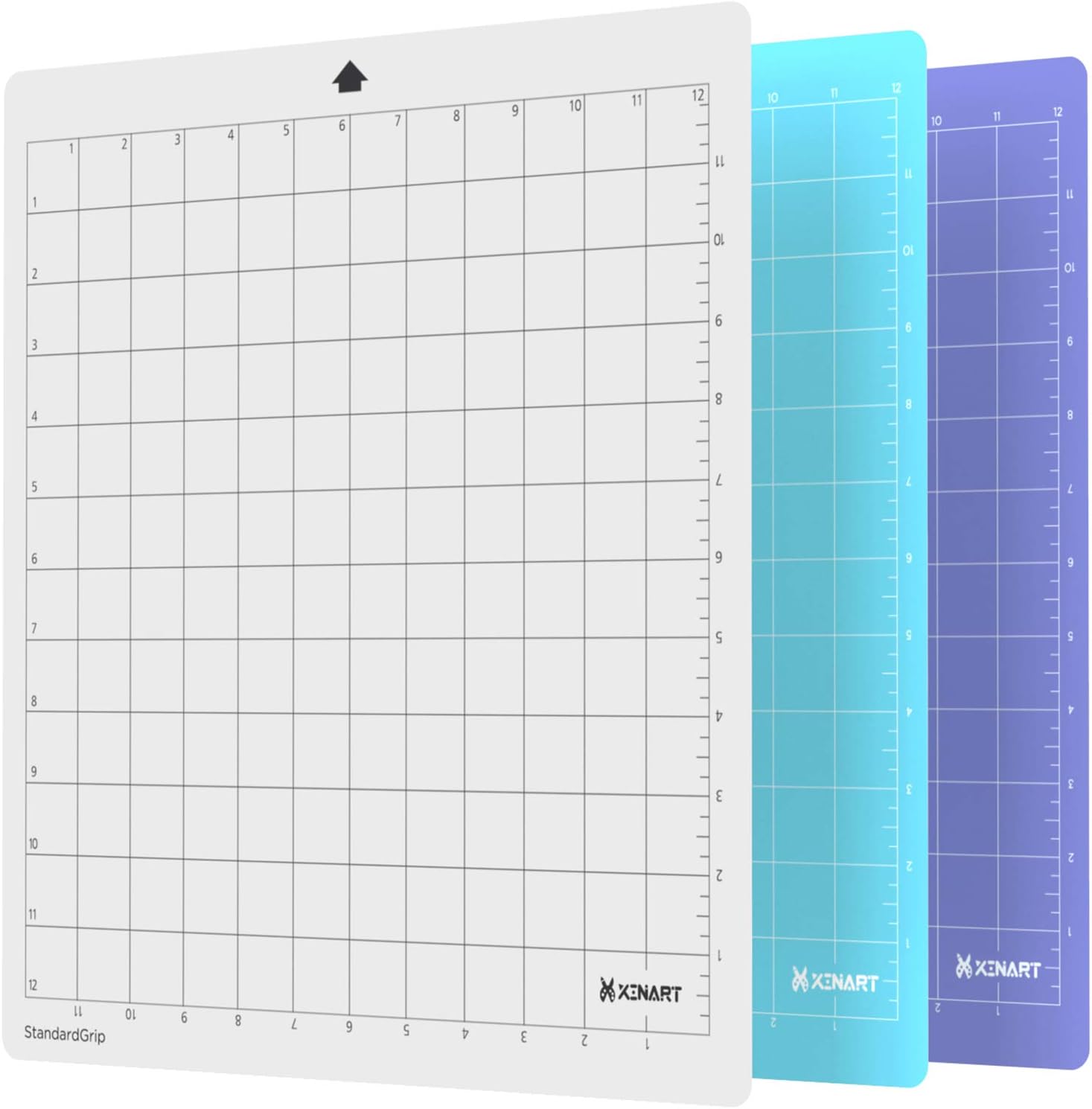 XINART Cutting Mat for Silhouette Cameo 4/3/2/1(3 MatsStandardGrip、LightGrip、StrongGrip，12X12