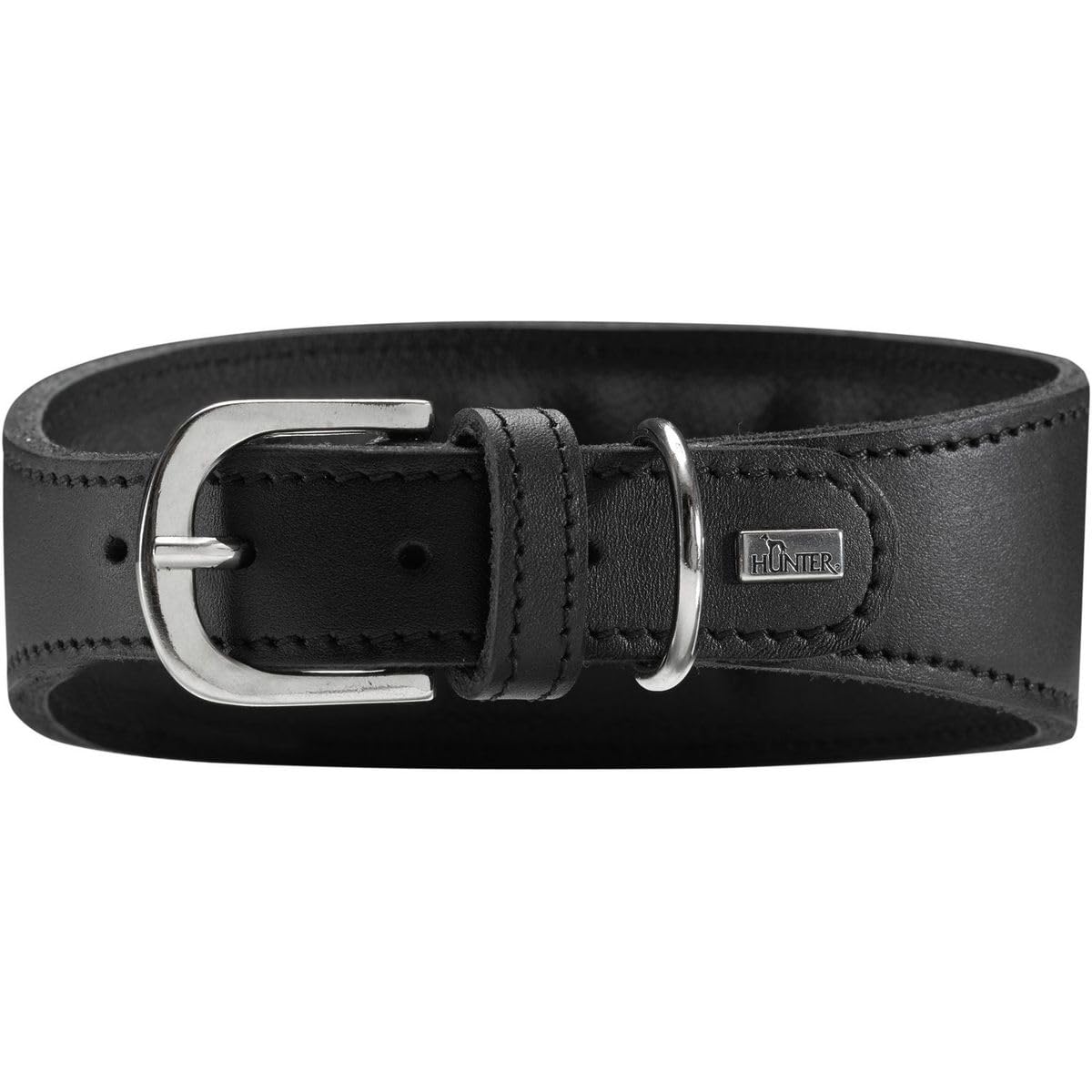 HUNTER SUPER SOFT LEATHER GREYHOUND COLLAR PADDED 52 (M) BLACK