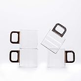 Zurucily Espresso Cups Set of 4, 4 oz Espresso Cups, Espresso Shot Glasses with Handle for Coffee or Tea (Clear)