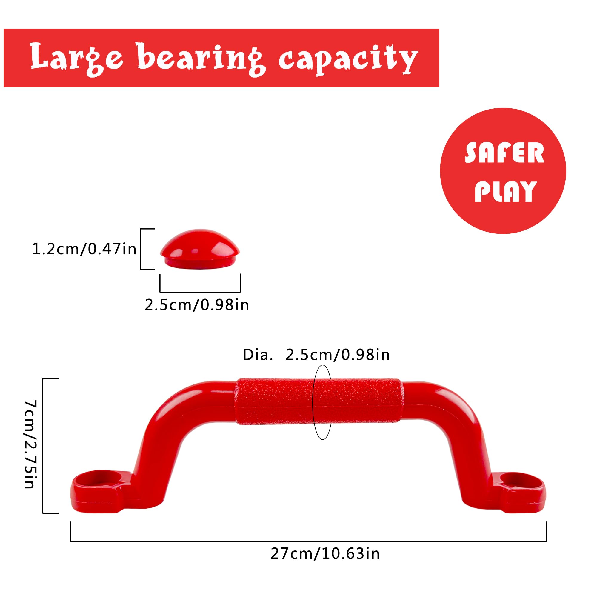 KINSPORY 10.6'' Climbing Handles, 4pc Playground Safety Handles Set, Kids Hand Grips for Swing Set, Play House, Frame