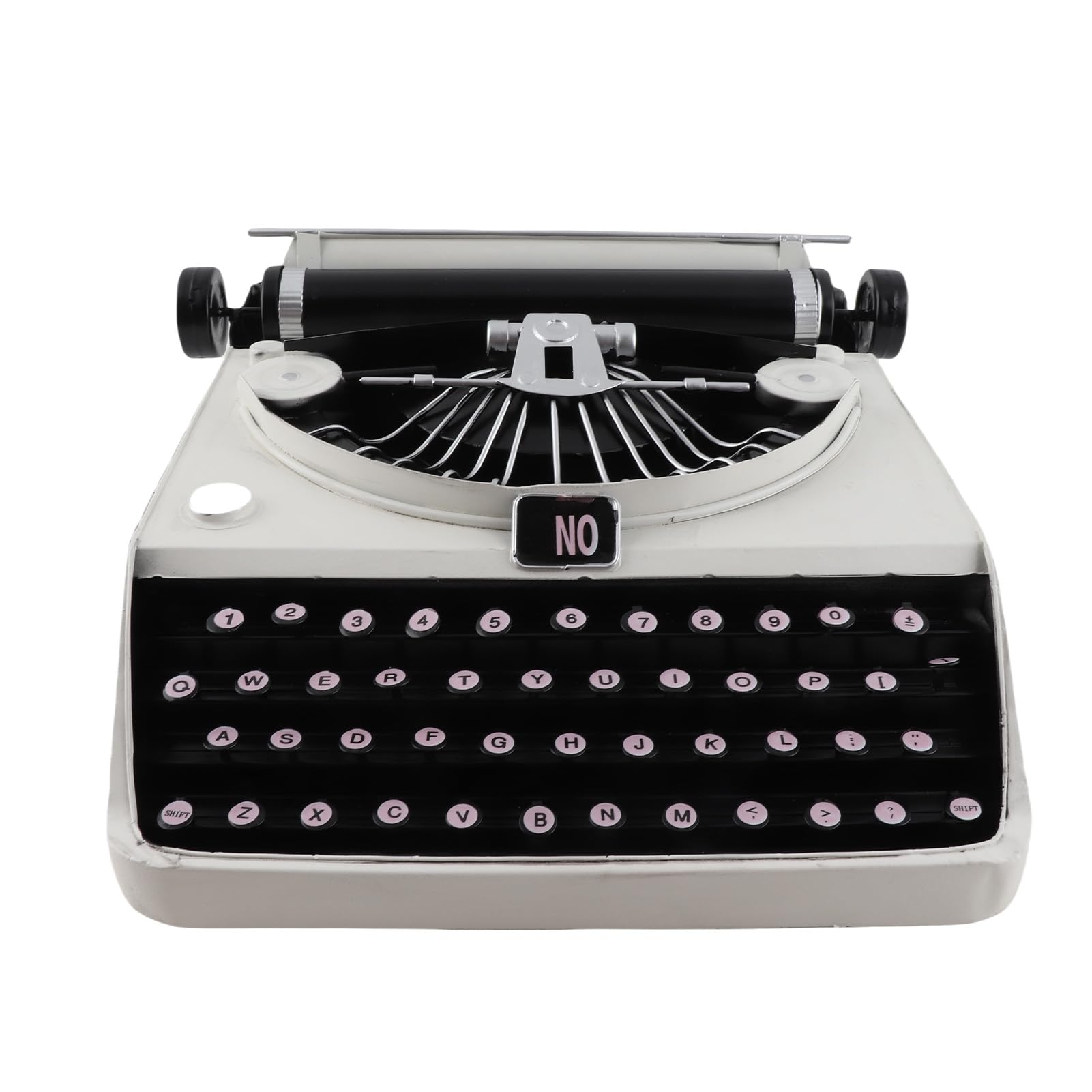 Photo 1 of Iron Vintage Typewriter Model Handmade Retro Typewriter Props Stress Relief Ornament Desktop Decoration for Studio Office Living Room Cafe Celebration House