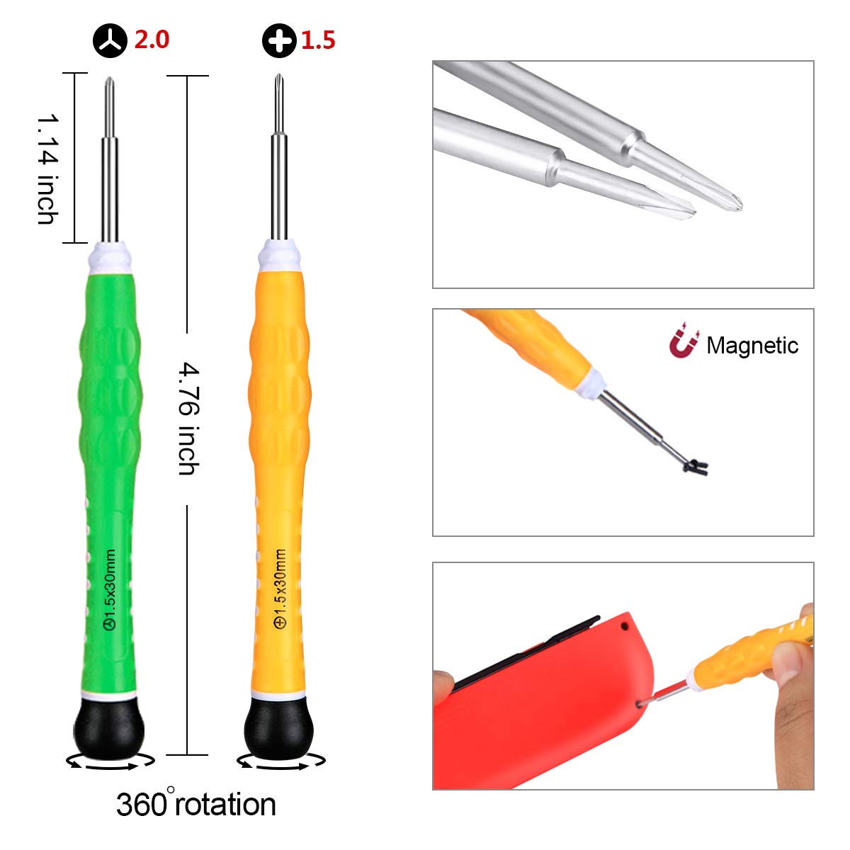 Joycon Joystick Replacement, Nintendo Switch Joy Con Grip Accessories, 3D Replacement Joystick,(24Pcs) -Include 2 Pack Switch Analog Thumb Stick,Tri-Wing,Cross Screwdriver,Pry Tools,4 Thumbstick Caps