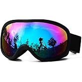 AVV OTG Ski Goggles for Men Women With Anti-Fog Dual Layer lens, UV400 Snow Goggle for Snowboarding Snowmobiling Skating