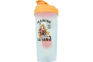 JUST FUNKY Dragon Ball Z Super Saiyan Goku Gym Shaker Bottle -20-ounce BPA-Free Plastic Blender Bottle With Whisk Ball - Protein Shake, Meal Replacement, Smoothie Mixer - Gym Workout Accessory - Ideal DBZ Gifts
