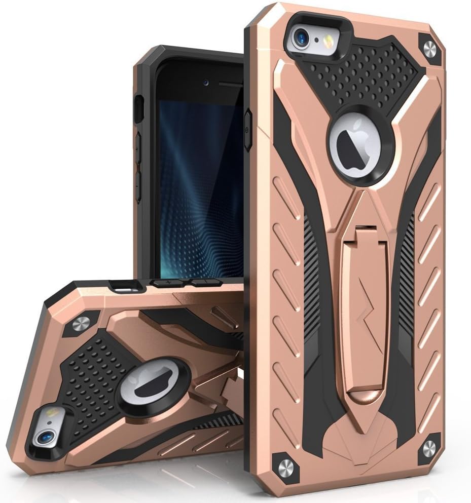 iPhone 6 Plus Case, iPhone 6S Plus Case, Dinpei Shockproof [Military Grade Drop Test] with Built-in KickStand, Heavy Duty High Impact Resistant Case For iPhone 6 Plus , iPhone 6S Plus. (Rose/Gold)