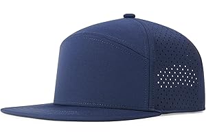 FEINION Men Flat Brim Baseball Cap Adjustable Performance Snapback Hat Laser Perforated Cap
