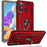 Galaxy A21 Case, Samsung A21 Case, with HD Screen Protector, YZOK [Military Grade] Ring Car Mount Kickstand Hybrid Hard PC So