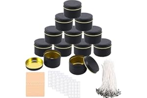 12 Pack 4 Oz Candle Kit with 12 pcs Empty Candle Making Tins & 120 Pcs Wicks & 120 Pcs Stickers & 12 Pcs Wick Holders for Can