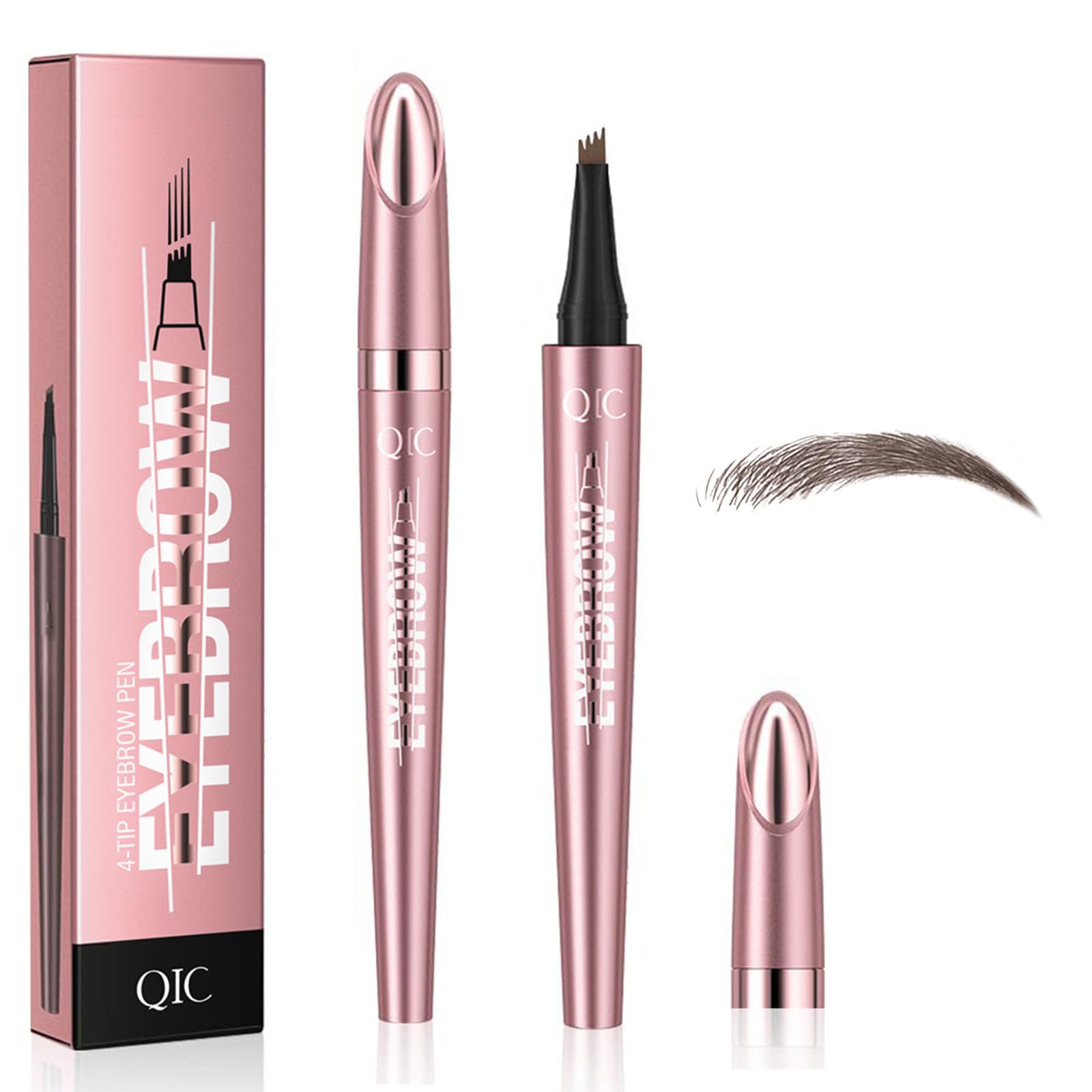 SSKHE New Eyebrow Pencil, Magic Eyebrow Pencil, 3d Waterproof Microknife Eyebrow Pencil Contour Pencil, 4-Head Eyebrow Pencil, Lazy Eyebrow Pencill (Dark brown)