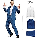 Poboola Austin 60s Spy Swinger Costume Powers Groovy Costumes for Men Halloween Costumes Suit Party Velour Cosplay Outfit