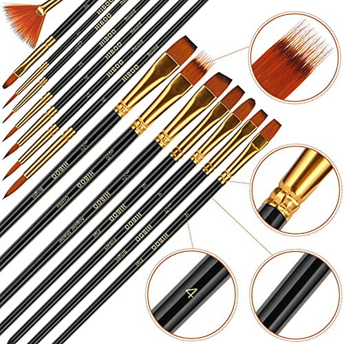 HIBOO Art Paintbrush Set-15 Different Sizes of Professionals PaintBrushes Wood Handles with Oil-Sealing Technique for Watercolor Acrylic Oil , Face and Nails Painting