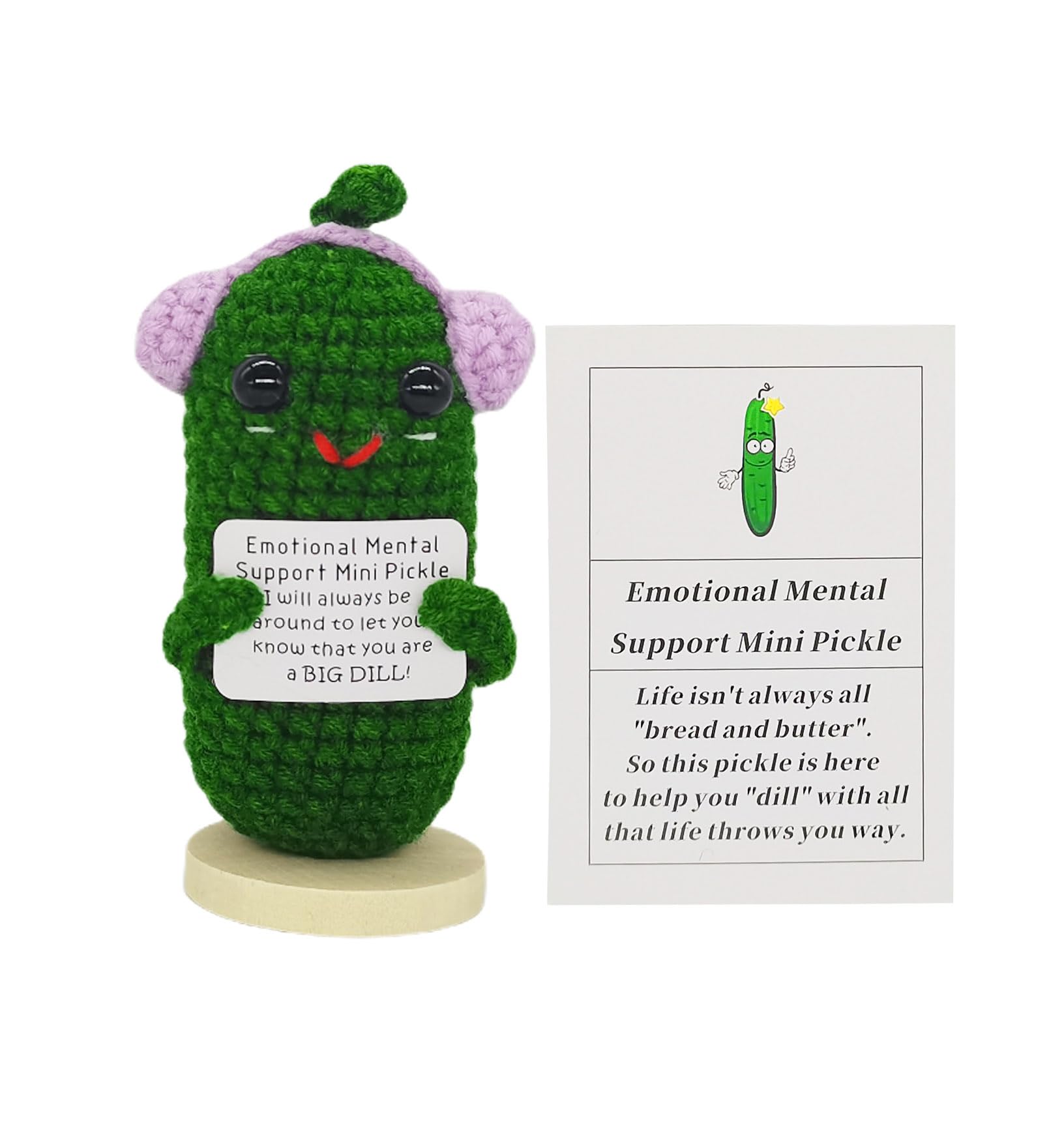 Photo 1 of ** SIMILAR** KALAWALK Funny Crochet Pickles 1 Pcs with Affirmations Cards for Inspirational Novelty Good Luck Gifts and Party Decorations(KK-CKD04-ppep)