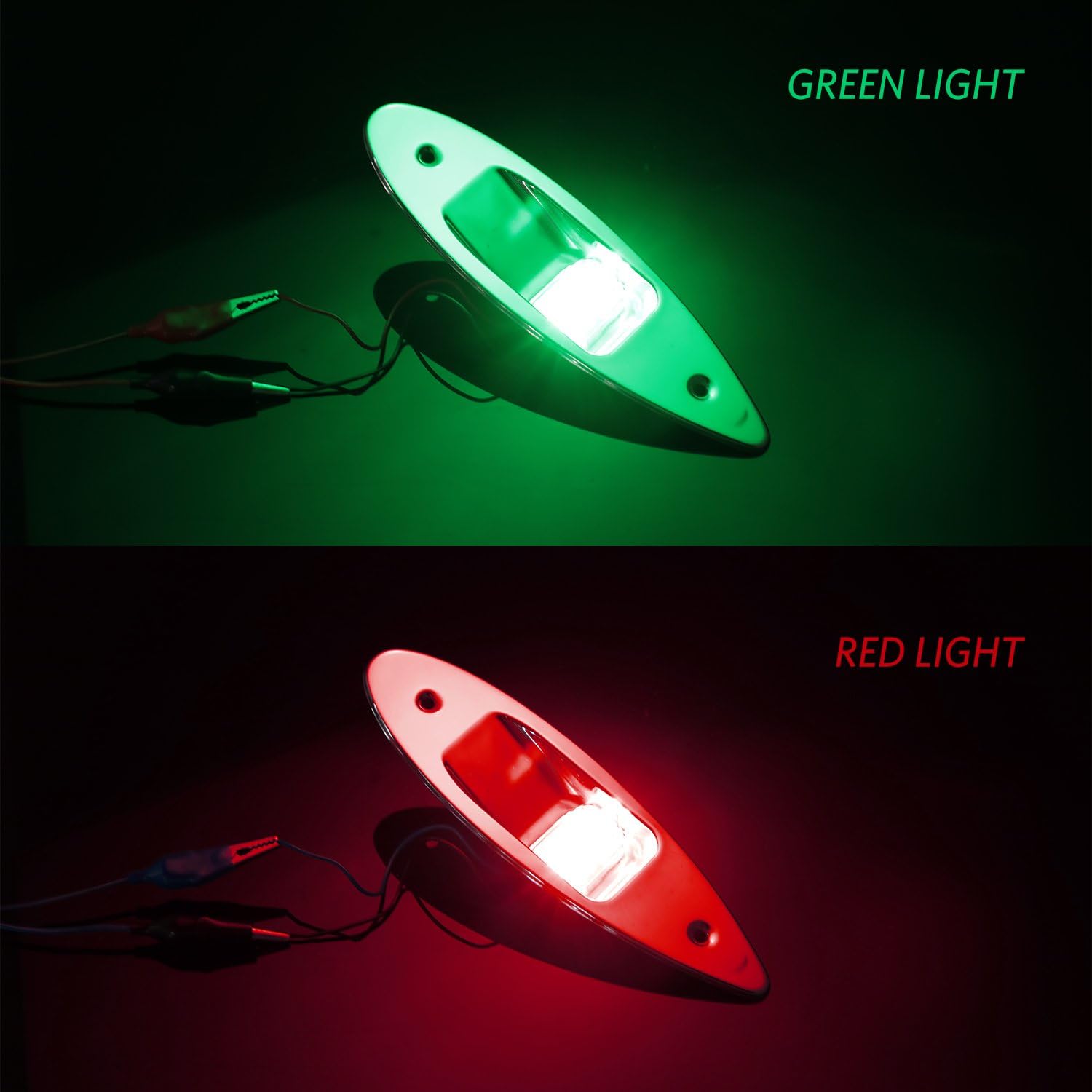 LEANINGTECH One Pair Marine Boat Yacht Light 12V Stainless Steel, Waterproof, LED Bow Navigation Lights Pontoons Sailing Signal Lights, Teardrop Bow Lights, Red and Green : Sports & Outdoors