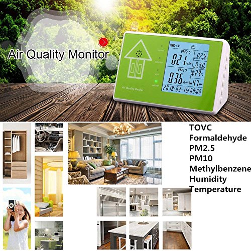 Umootek 10 in 1 Multifunctional Indoor/Outdoor Air Quality Monitor Accurate Testing TOVC, Formaldehyde, PM2.5,PM10, Methylbenzene,Humidity and Temperature-24-Hour Real-time Monitoring