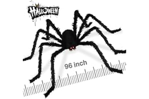Dreampark 8.0 Ft Halloween Giant Spider, Fake Large Hairy Spider Decorations, Scary Virtual Realistic Spider Props for Indoor Outdoor Creepy Decor Black