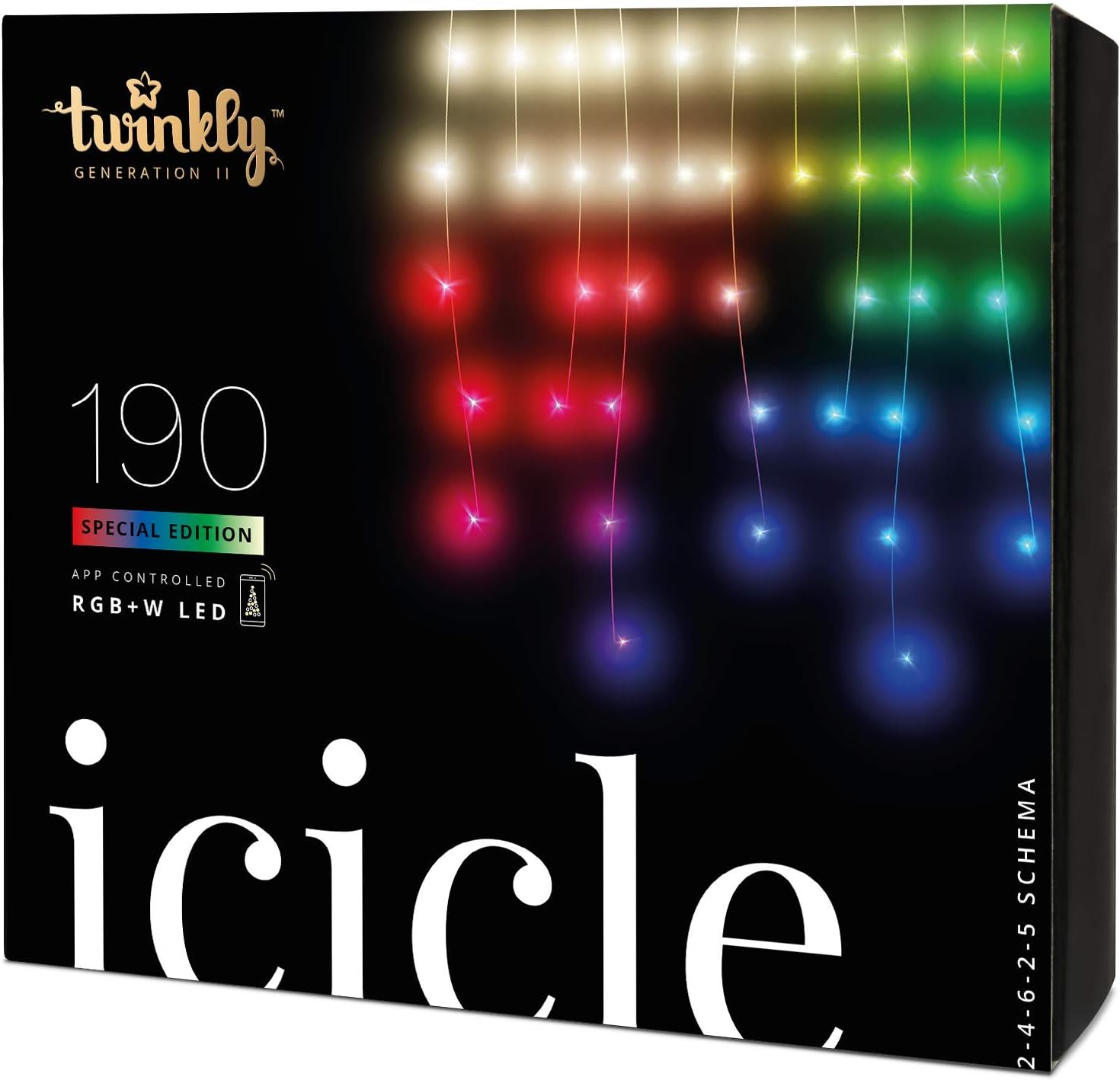 Twinkly TWI190SPP Special Edition 190 RGB+White LED Icicle Lights