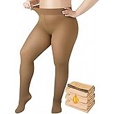 Vinsatin Plus Size Fleece Lined Tights, Women Thick Thermal Legging Winter Fake Translucent High Waisted Pantyhose