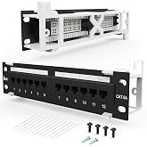 Enmane 12 Port Patch Panel CAT6A Patch Panel Wall Mount&amp;Rack Mount 10-Inch | 10Gbps,89D Bracket Included,Ethernet Patch Panel Punch Down UTP for Cat6A,Cat6, Cat5e, Cat5 Cabling