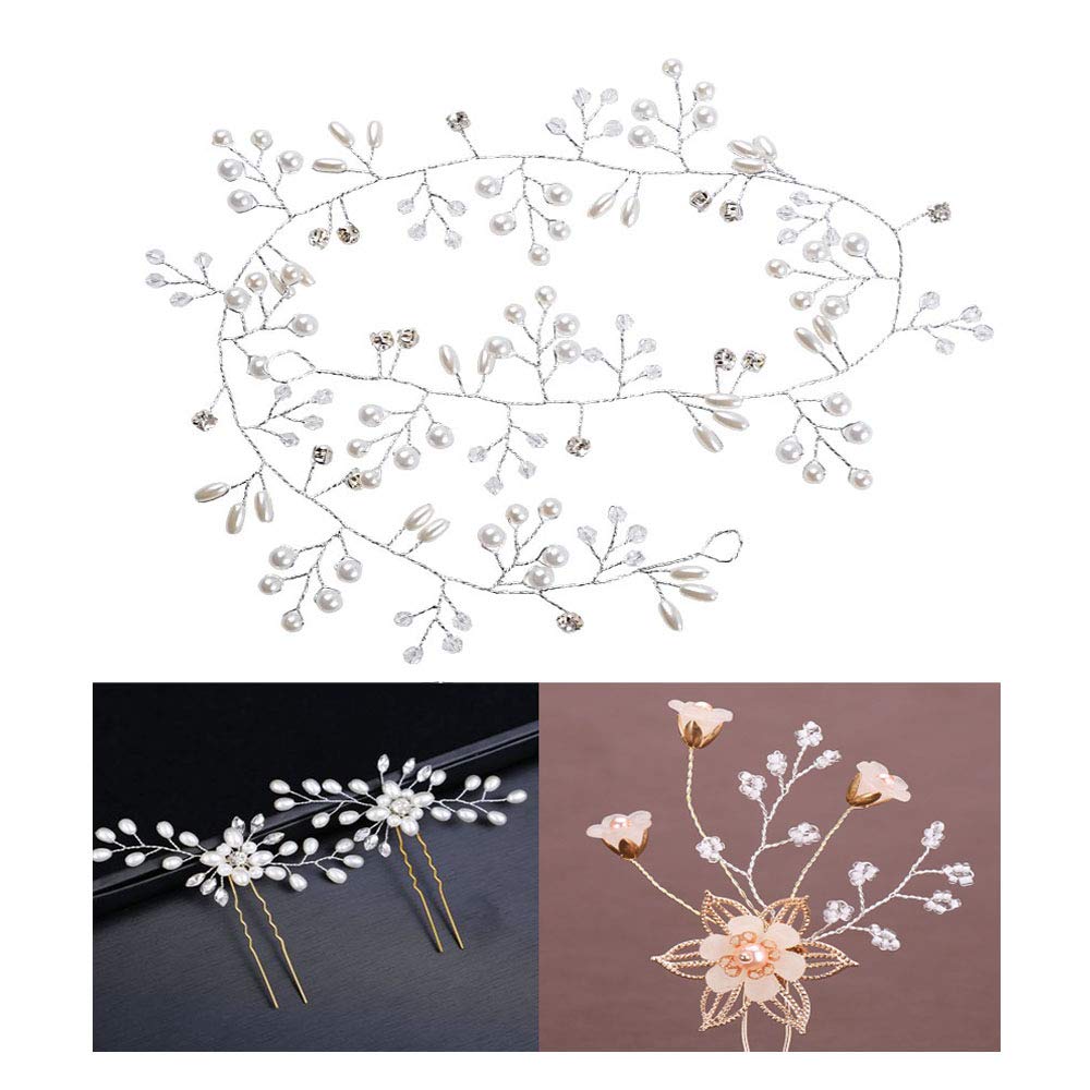 5pcs Bridal Hair Accessories Kit,Ladies Pearl Rhinestone Hair Pins Bridal Hair Clips,Bridal Crystal Pearl Hair Vine Hairbands Headpiece, Bride Jewelry Hair Accessories for Women,Girl Hair Accessories