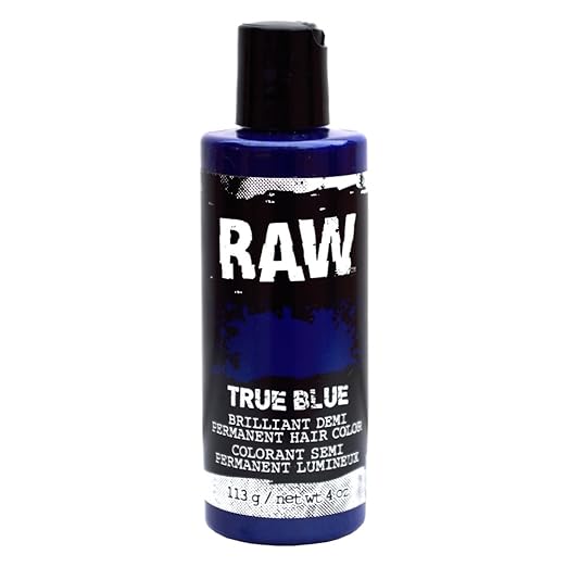 True Blue Hair Color, DemiPermanent 4 oz by RAW. VeggieBased, Scented, Long