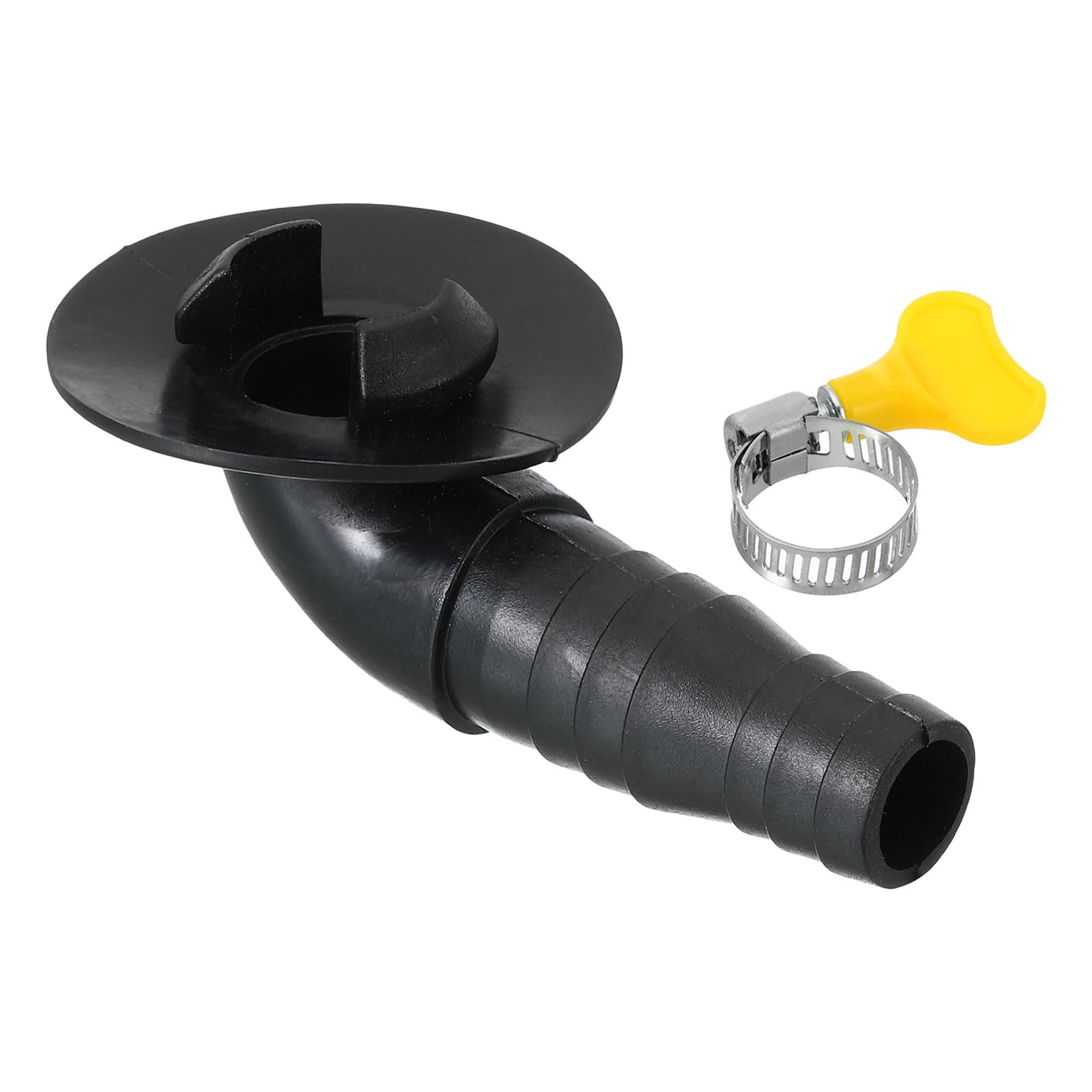 PATIKIL 20mm Air Conditioner Drain Hose Connector, 1 Pcs Universal Drain Connector with Clamp Hoop for Mini-Split Window AC Unit Faucet, Black Style 8