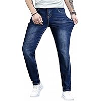 WestAce Jeans Uomo Denim Autentico, Vestibilità Rilassata, Vita Flex, Gamba Dritta, Taglie 28W-40W, Blu Classico