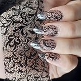 Pern Vines Pattern Nail Art Foil Sticker Glue Transfer Black Lace Nail Decal Roll in Clear Jar 1 meter NO GLUE 225