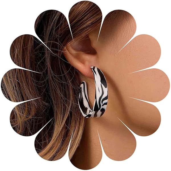 Amazon.com: KITTENSXC 4 對豹紋壓克力耳環女款女孩宣言幾何耳環樹脂