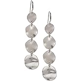 SPUNKYsoul Boho Round Minimalist 3 or 4 Statement Circle Disc Drop Dangle Earrings in Gold and Silver, Trendy Casual Everyday Chic Fashion Jewelry for Women, Gift Giving (Silver)