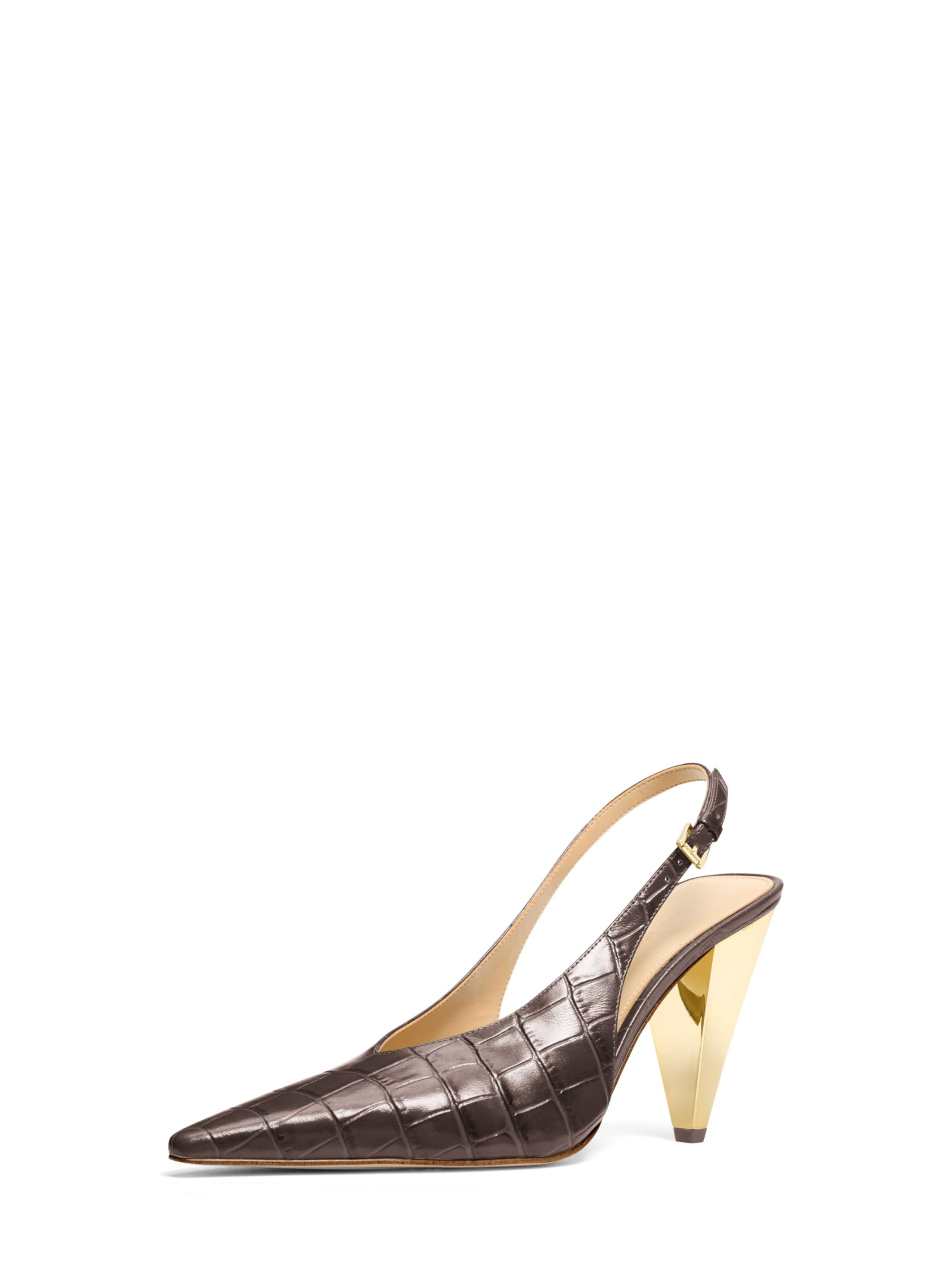 Michael Kors Women’s Electra Sling Pump, Chocolate/Croc Embossed Leather, 5